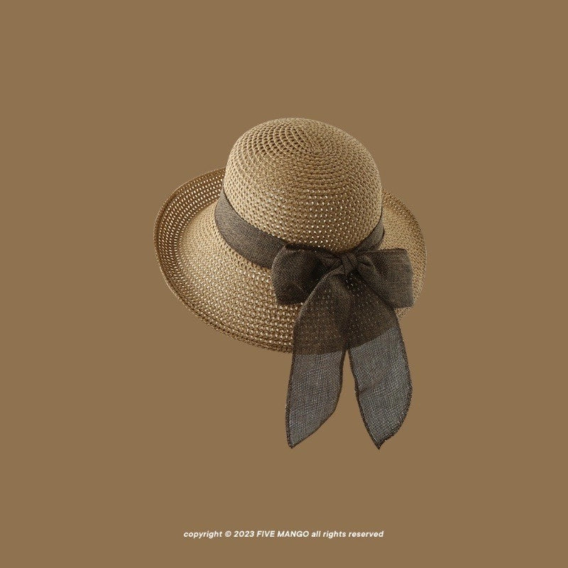 Women's Vacation Minimalist Letter Solid Color Big Eaves Straw Hat