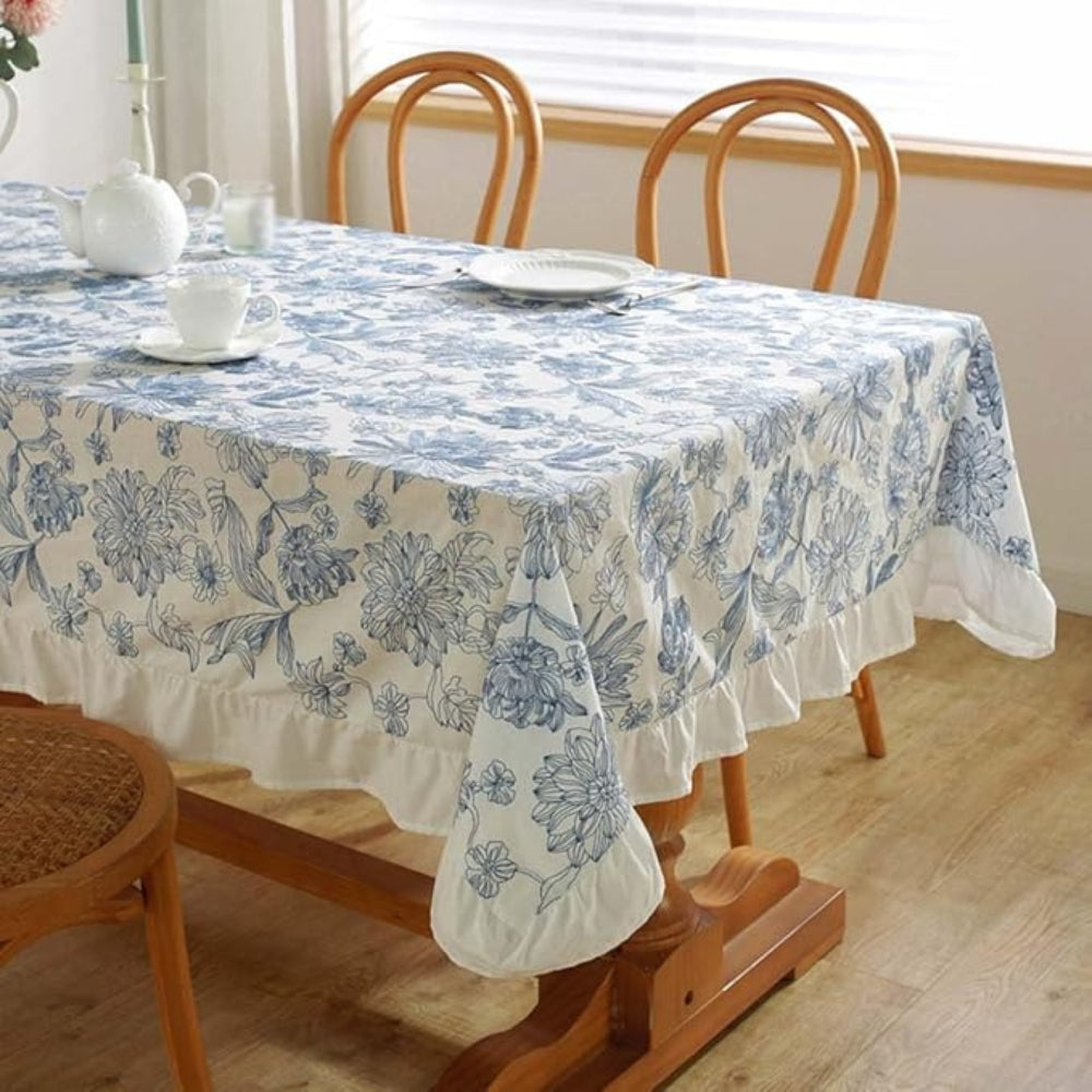 Blue Floral Lace Tablecloth