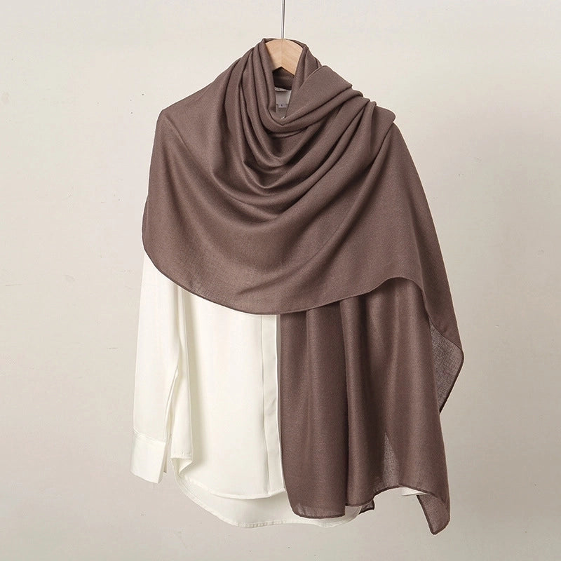 Women's Casual Sweet Solid Color Cotton And Linen Scarf