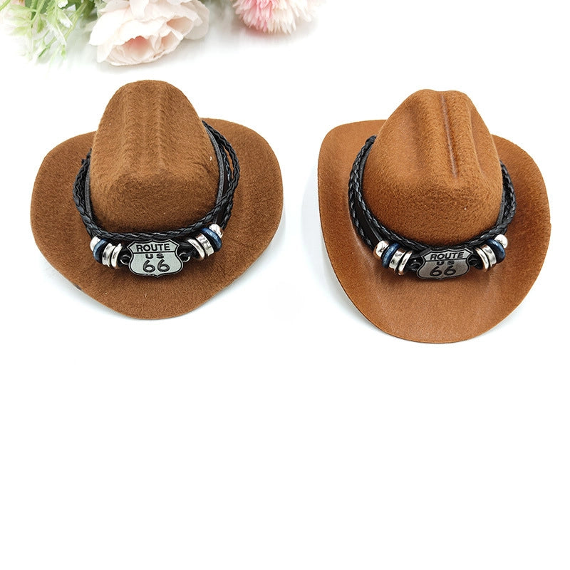 Cowboy Style Polyester Solid Color Pet Hat