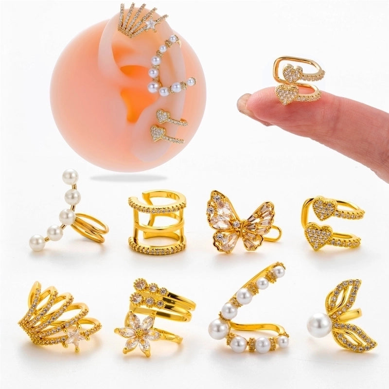 1 Piece Ear Cartilage Rings & Studs Minimalist Classic Style Heart Shape Pearl Flower Copper Inlay Zircon Ear Cartilage Rings & Studs