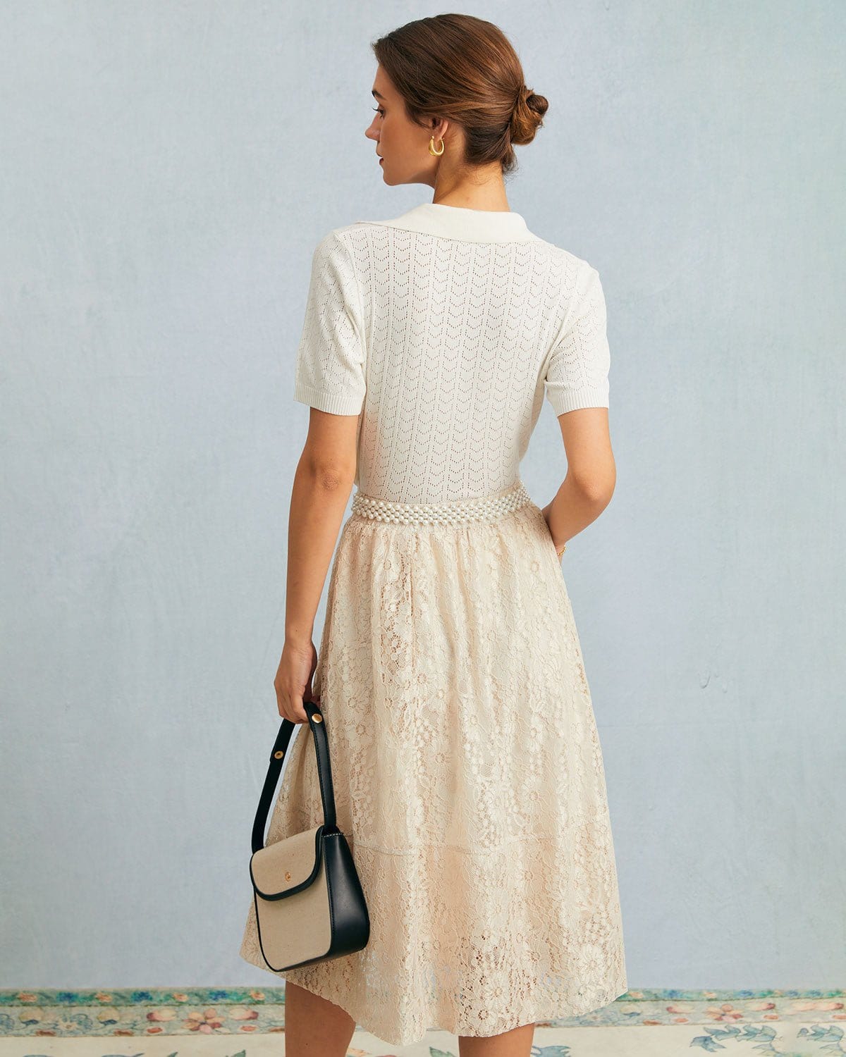 The White Collared Pointelle Knit Top