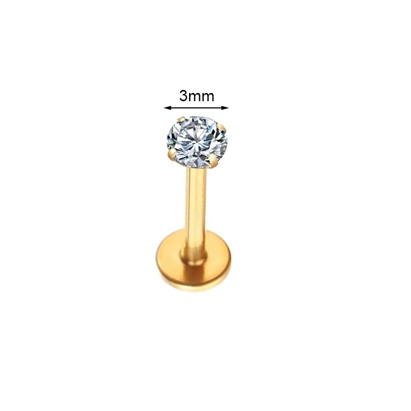 1 Piece Ear Cartilage Rings & Studs IG Style Vintage Style Palm Feather Snake Pure Titanium Plating Inlay Zircon