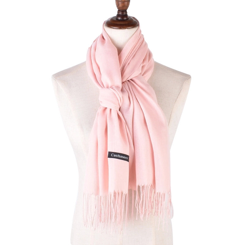 Women's Fashion Tassel Solid Color Imitation Cashmere Winter Scarves