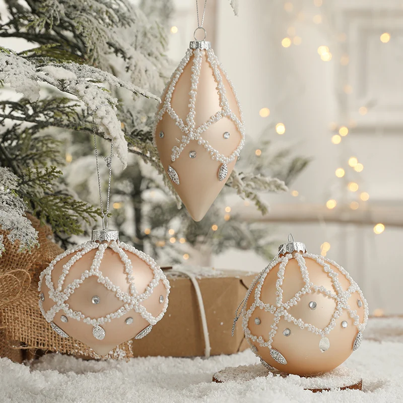 High quality champagne christmas tree ornaments glass balls