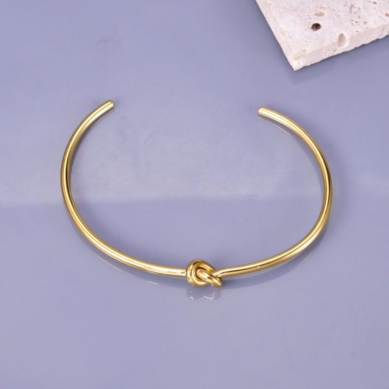 Vintage Style Round 304 Stainless Steel Titanium Steel 18K Gold Plated Bangle In Bulk