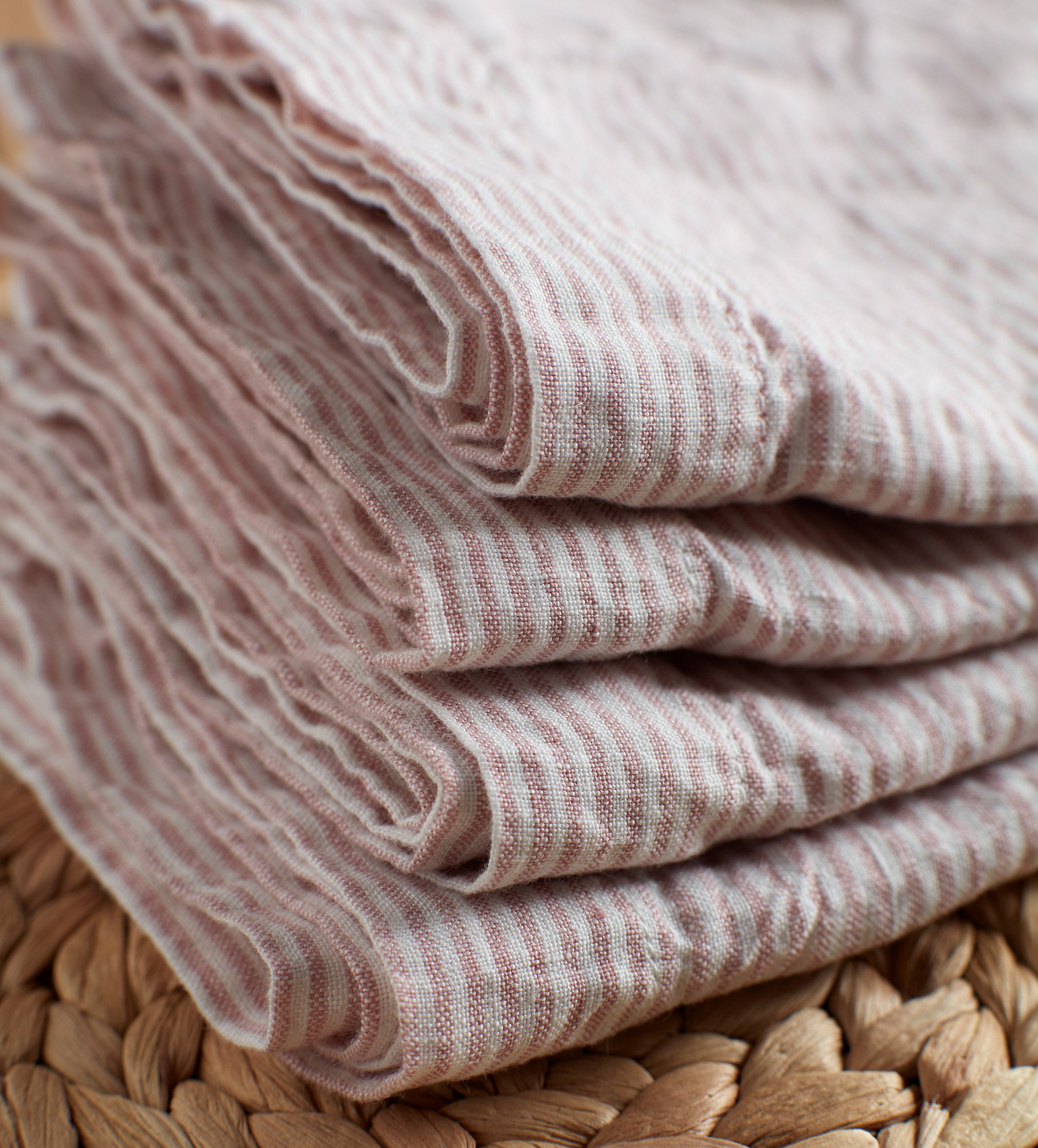 Vintage Rose Stripe 100% Linen Napkins - Set of 4