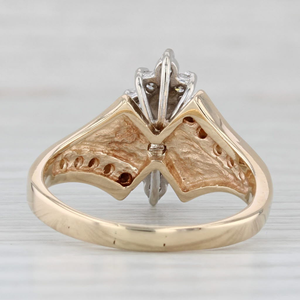 0.60ctw Diamond Cluster Bypass Ring 10k Yellow Gold Vintage Engagement