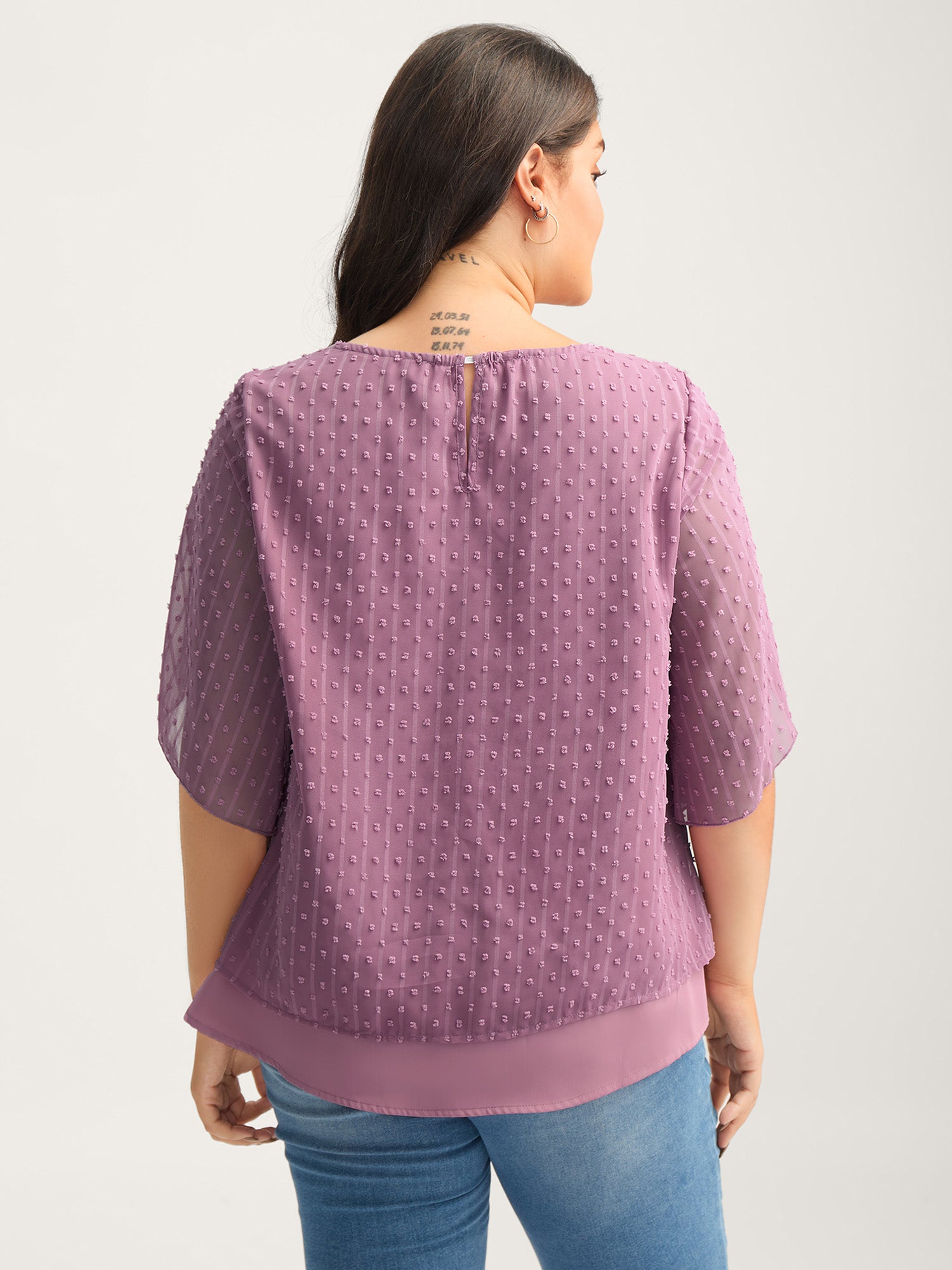 Layered Design Petal Sleeve Textured Blouse