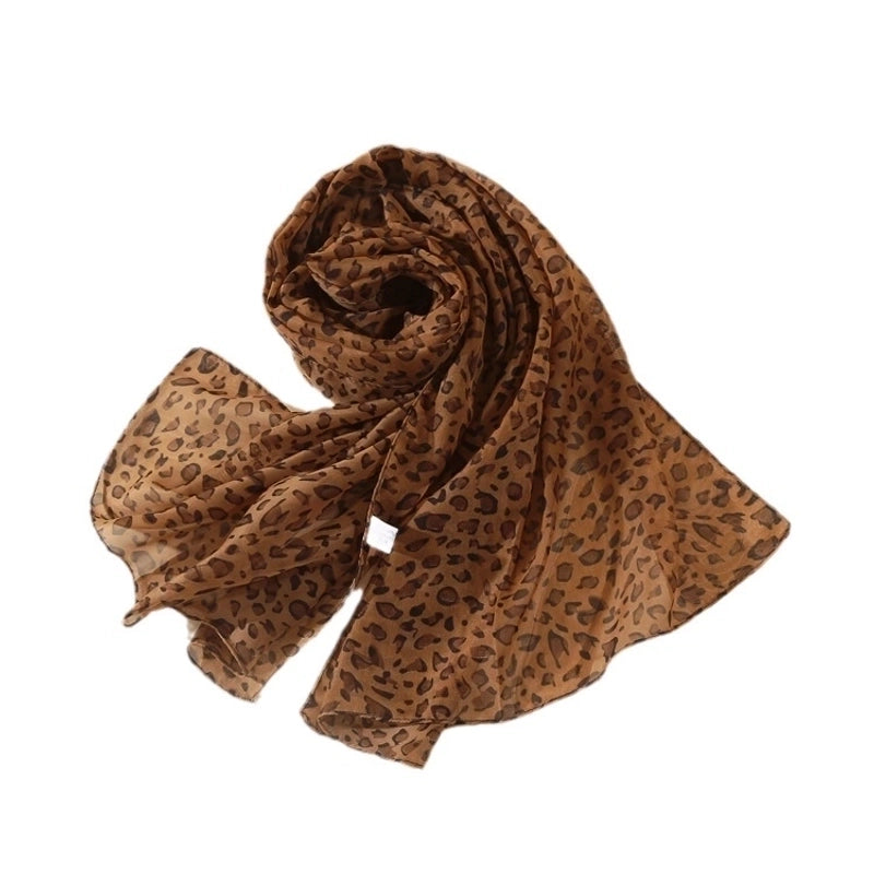 Sand Scarf Summer Small Scarf Dual-use Small Scarf Classic Leopard Chiffon Scarf Women Thin Shawl