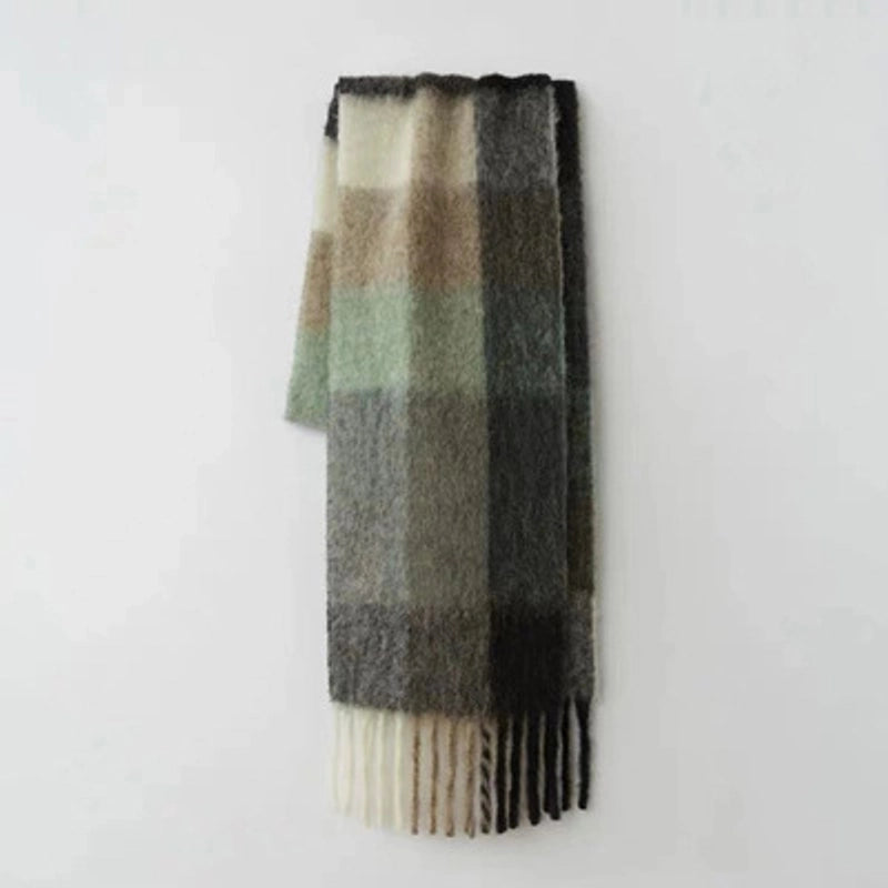 Macaron Color AC New Color Matching Mohair Extra-large Thickened Scarf Women's Plaid Winter Large Shawl Scarf