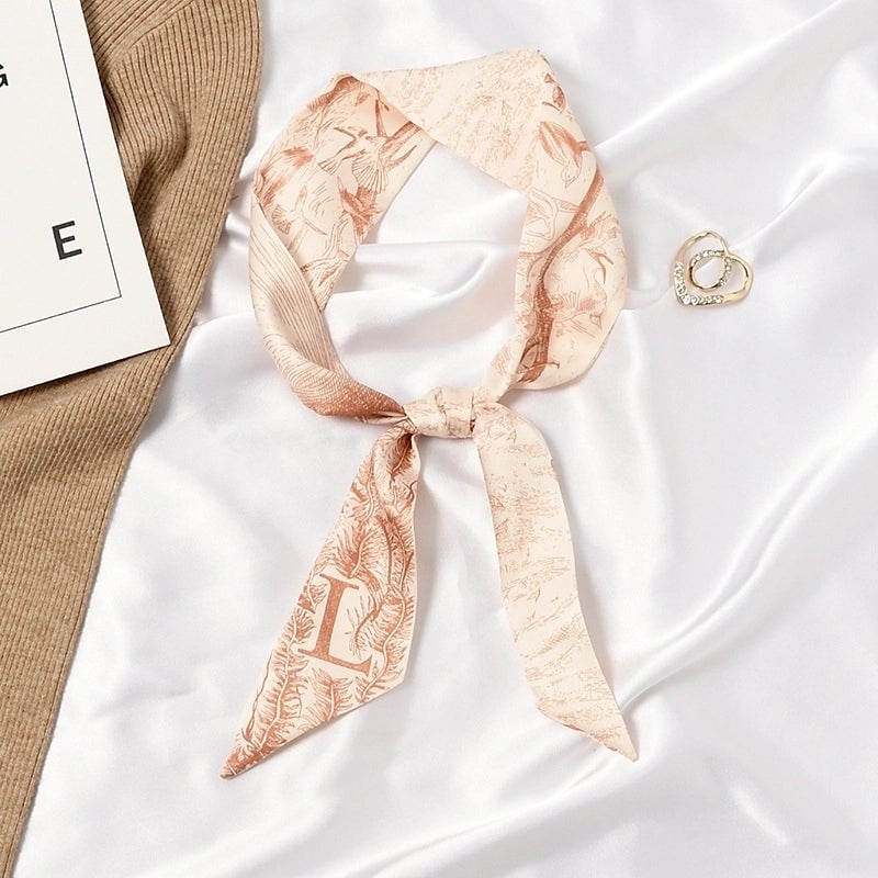 Women's Sweet Color Block Satin Printing Silk Scarf