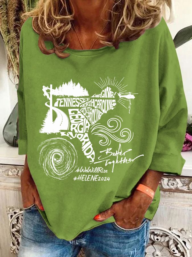 Women's Hotspot Hurricane Helen Disaster Relief Printed Casual Sweatshirt