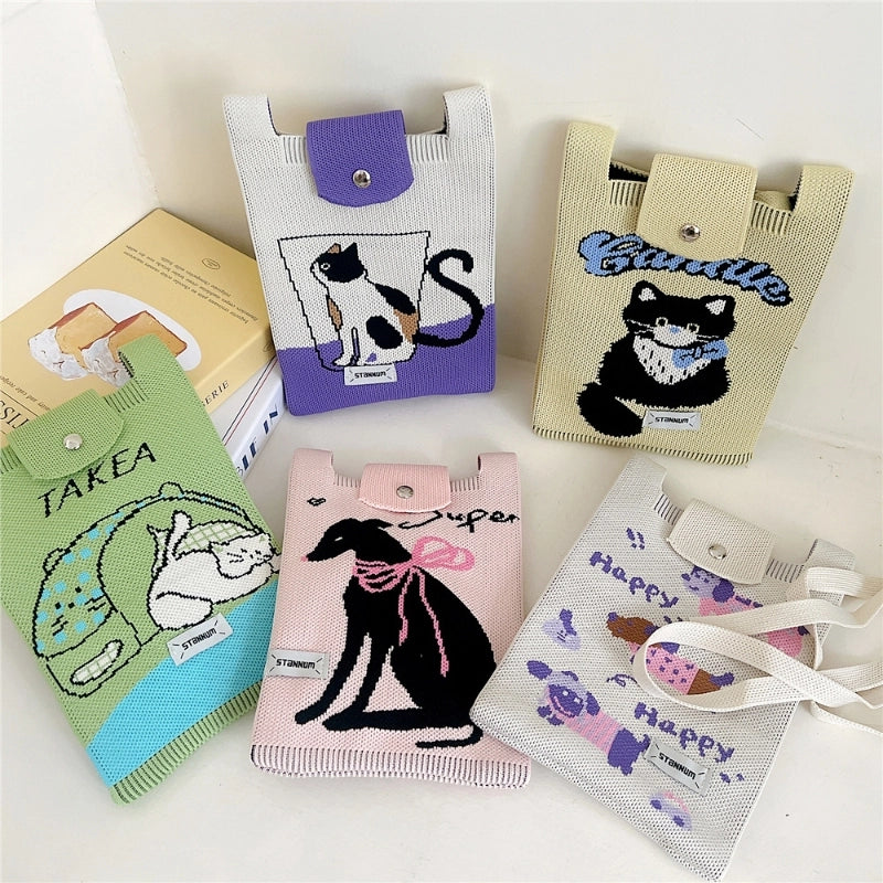 Women's Small Polyester Cartoon Letter Flower Cute Square Flip Cover Bucket Bag
