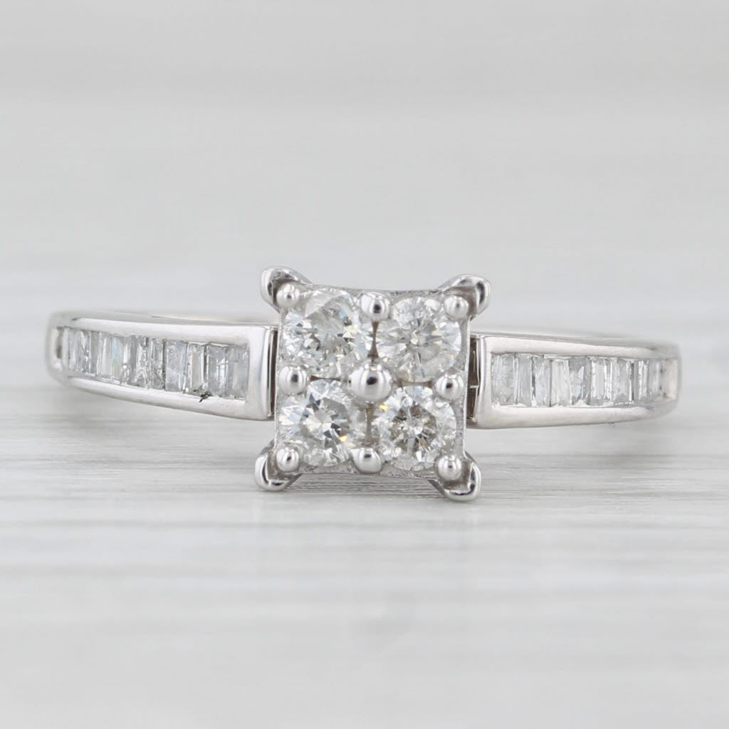 0.50ctw Diamond Cluster Engagement Ring 10k White Gold Size 7