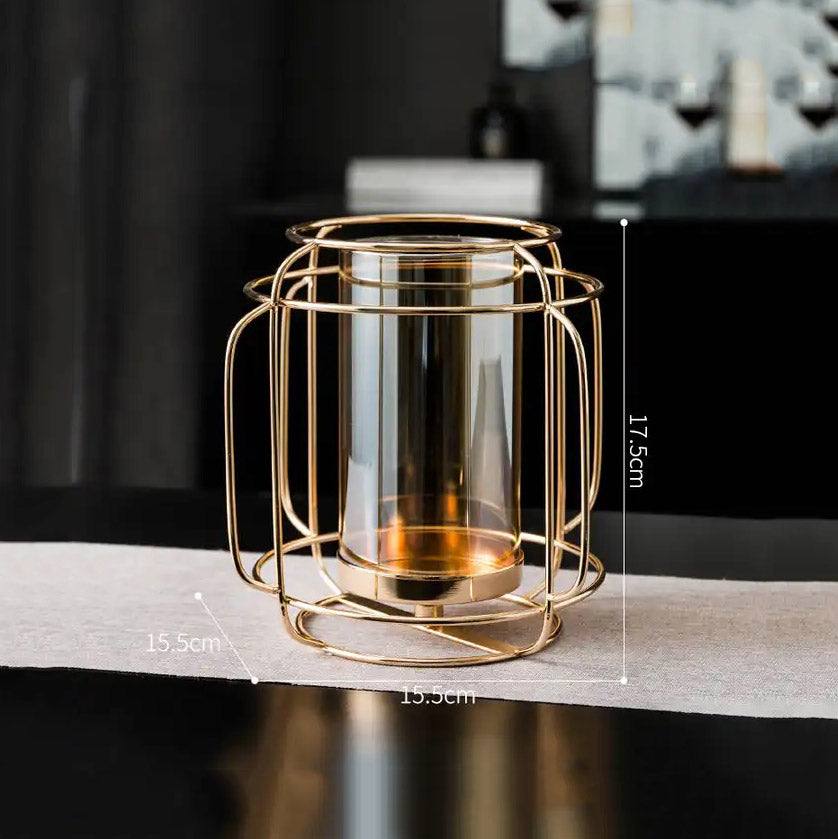 Andrea Wireframe Candle Holder Medium - Gold