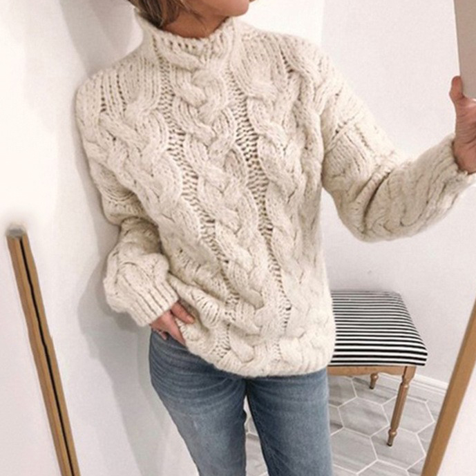 Casual Turtleneck Twist Long Sleeve Sweater