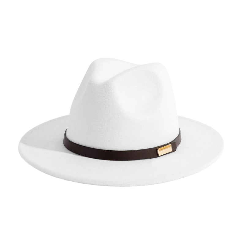 Style Vintage Solid Color Flat Rim Jazz Hat Men's British Belt Decorative Big Brim Top Hat Women