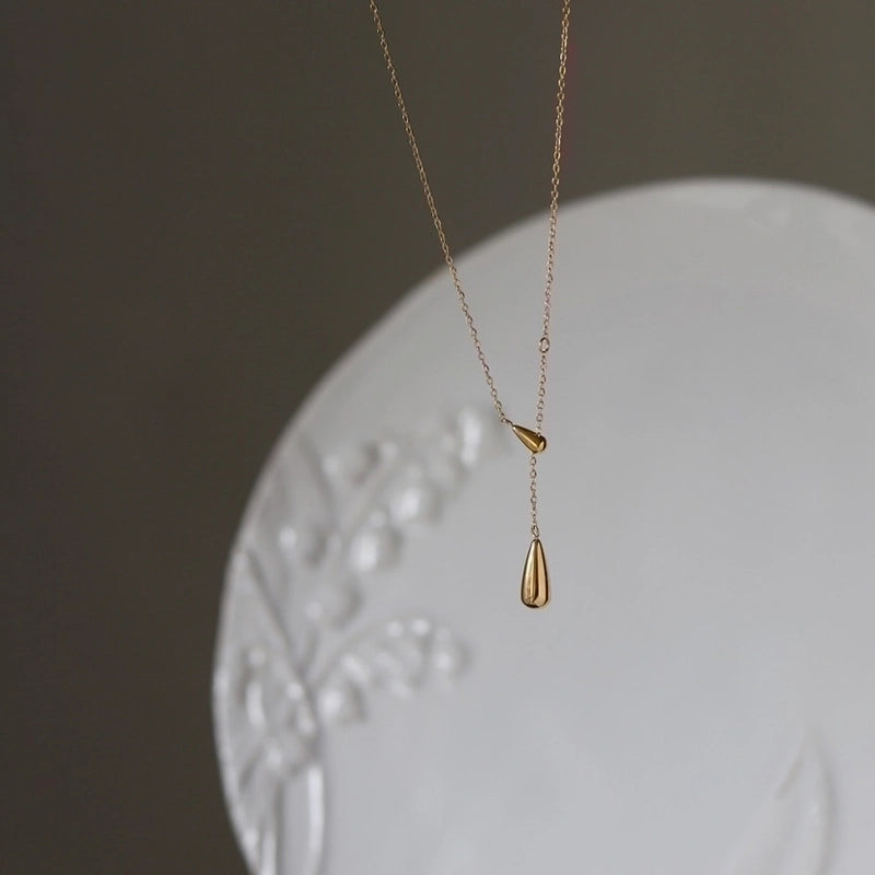 Fashion Water Droplets Titanium Steel Plating Pendant Necklace 1 Piece