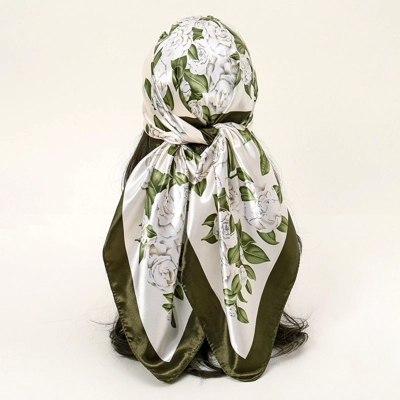Women's Vintage Style Printing Satin Printing And Dyeing Dyeing Silk Scarf Kerchief Bandanas