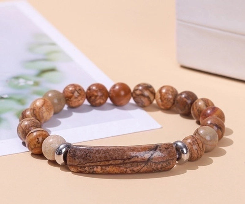 Minimalist Geometric Stainless Steel Natural Stone Polishing Bracelets