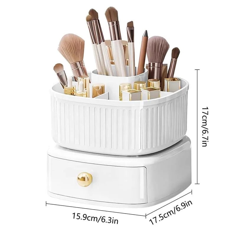 LUXOR ROTATING MAKEUP BRUSH ORGANIZER WITH DRAWER