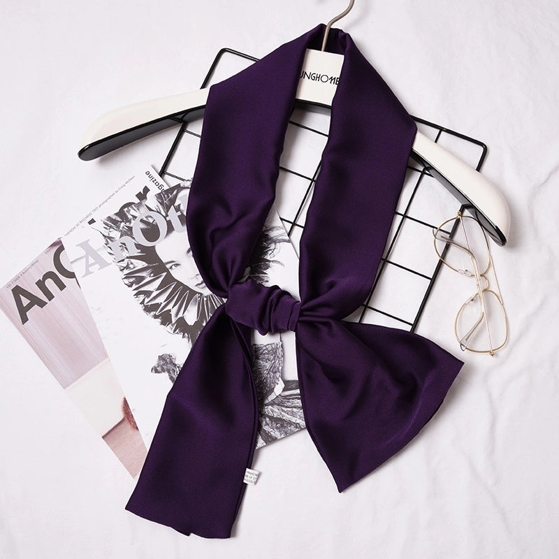 Women's Sweet Solid Color Satin Silk Scarf