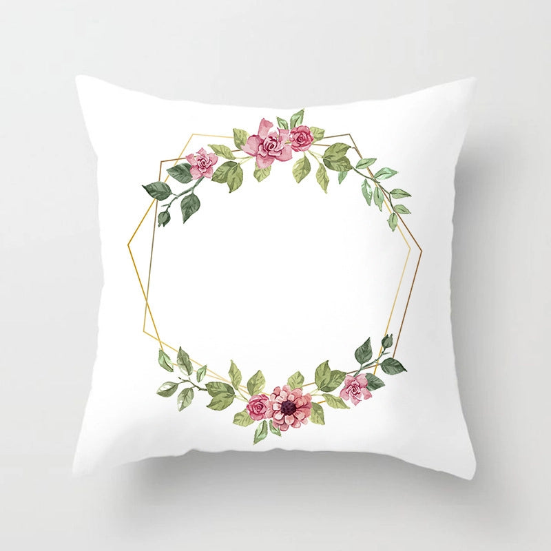 Modern Style Pastoral Letter Plant Linen Pillow Cases Couch & Sofa Decor