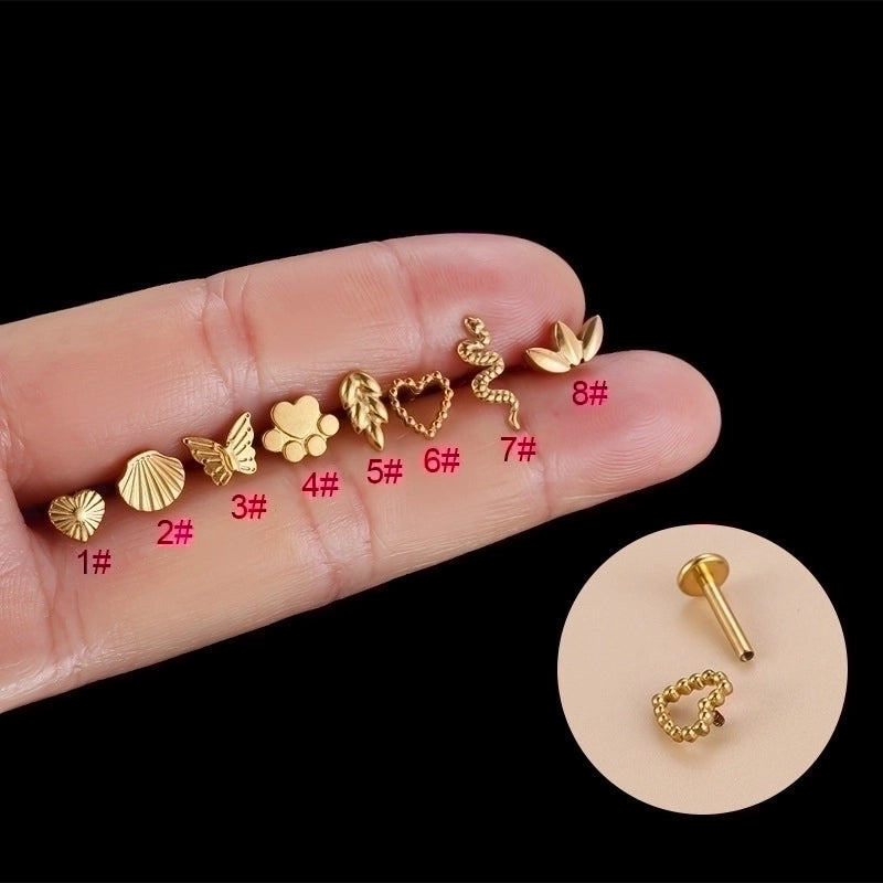 1 Piece Lip Rings Fashion Heart Shape Pure Titanium Plating