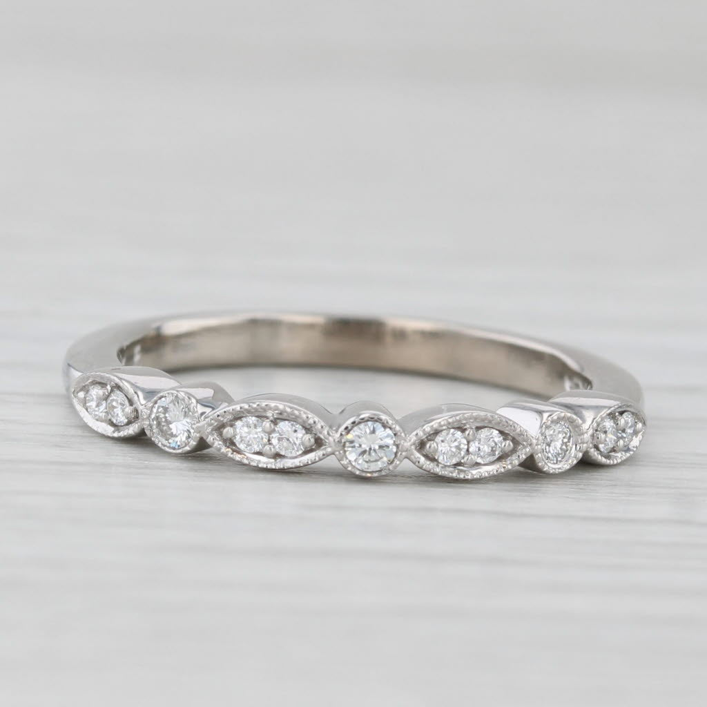 0.10ctw Diamond Ring 14k White Gold Stackable Wedding Band Size 6.5
