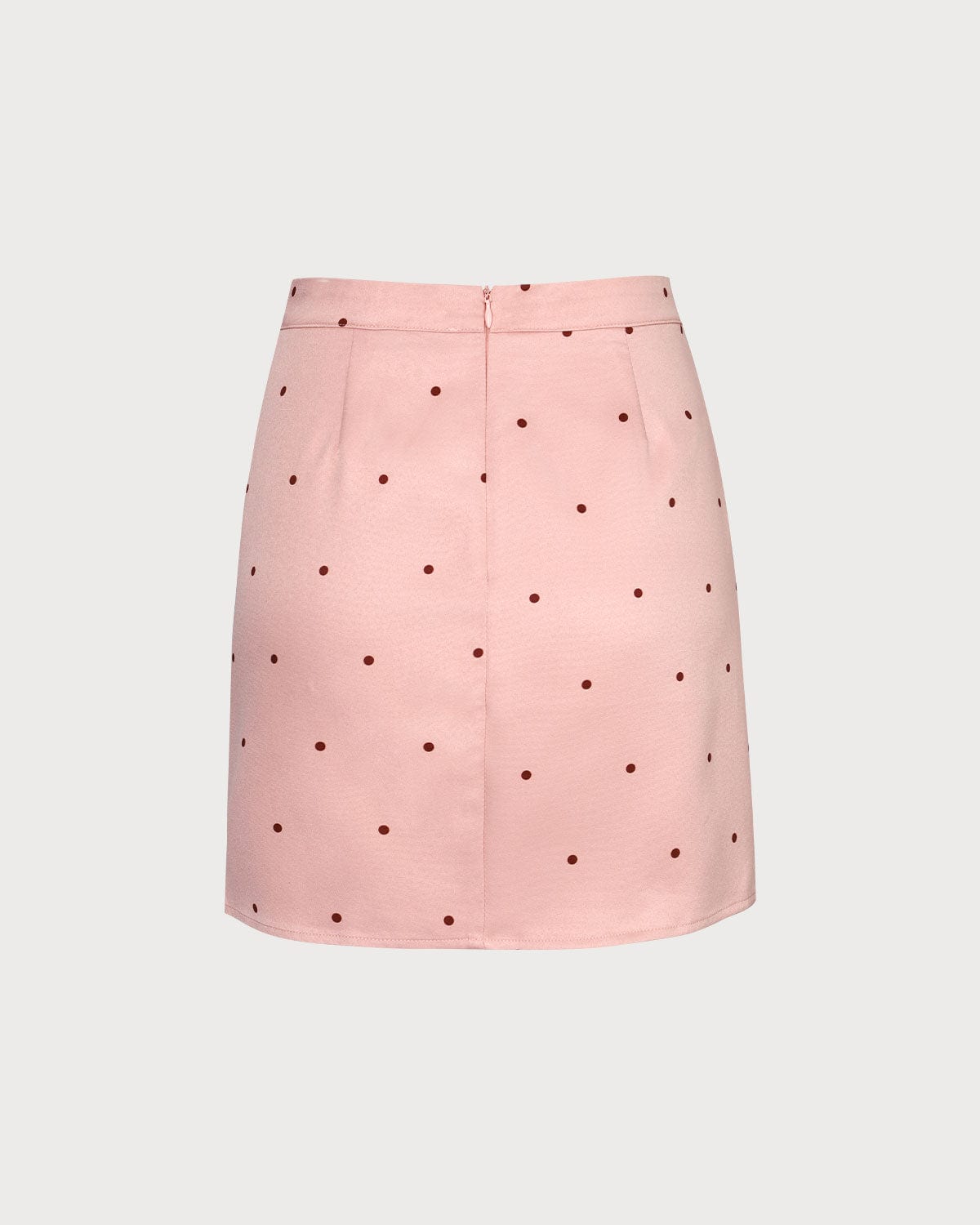 The Pink Polka Dot Button Slit Mini Skirt