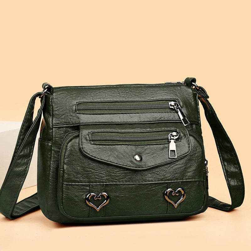 Middle-aged And Elderly People's Bag Women's Bag Crossbody Bag Soft Leather Multi-pocket Shoulder Bag Women's Mother's Bag Travel Backpack