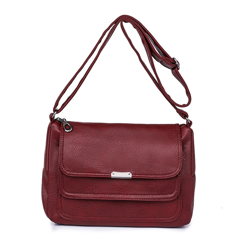 Women's Bag New Fashion Crossbody Shoulder Women's Bag Bags Middle-aged Mother Soft Leather Small Square Bag