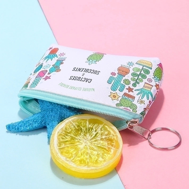 Women's Plant Pu Leather Zipper Coin Purses