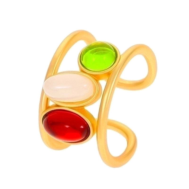 Lady Fashion Shiny Devil's Eye Heart Shape Flower Copper Plating Inlay Artificial Rhinestones Artificial Pearls Zircon Open Ring Rings