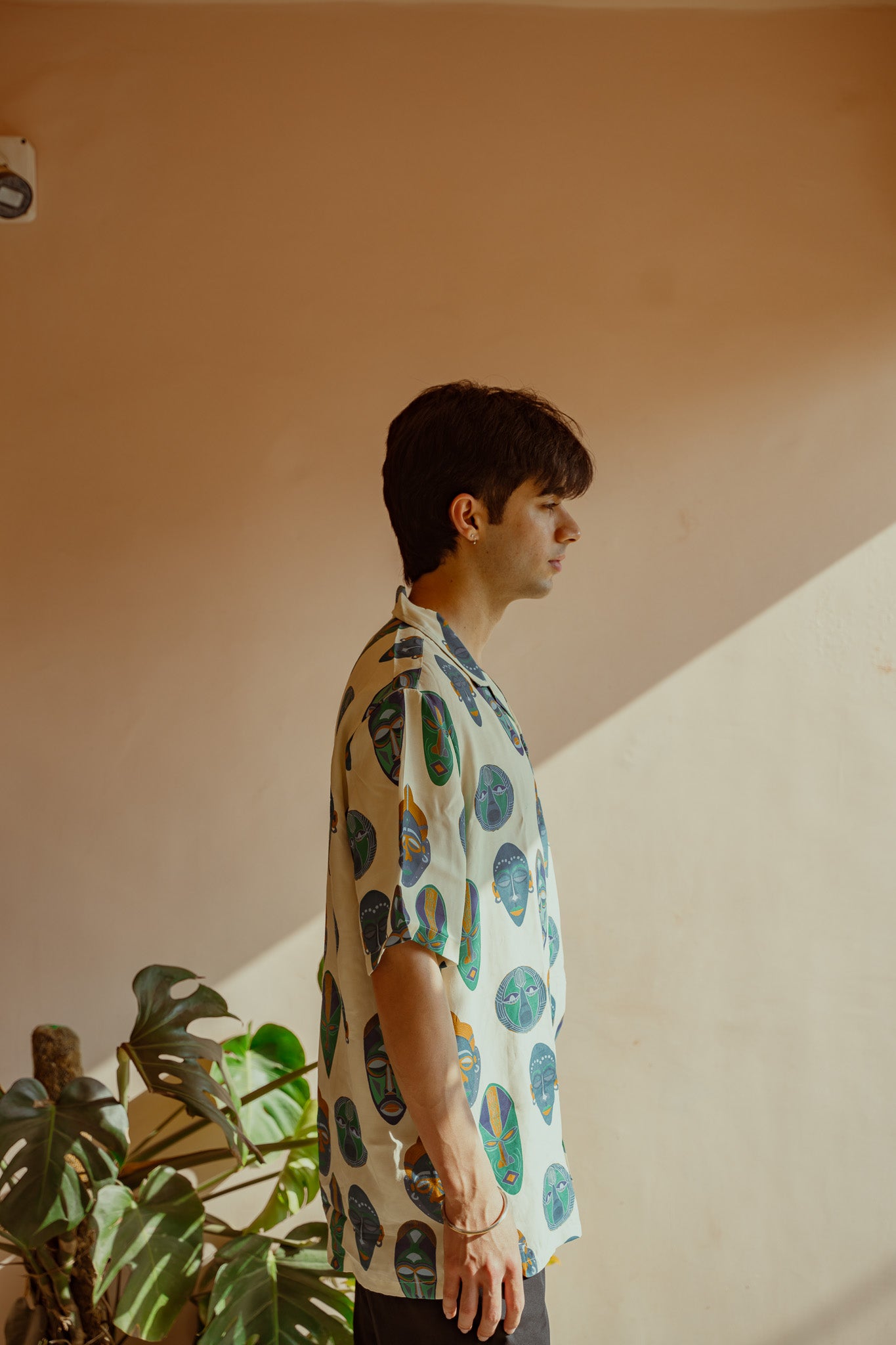 Tribal Faces Green Oversize Shirt