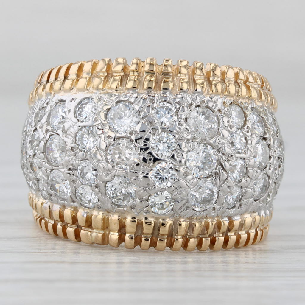 2.50ctw Pave Diamond Ring 14k White Yellow Gold Size 8.5 Cocktail