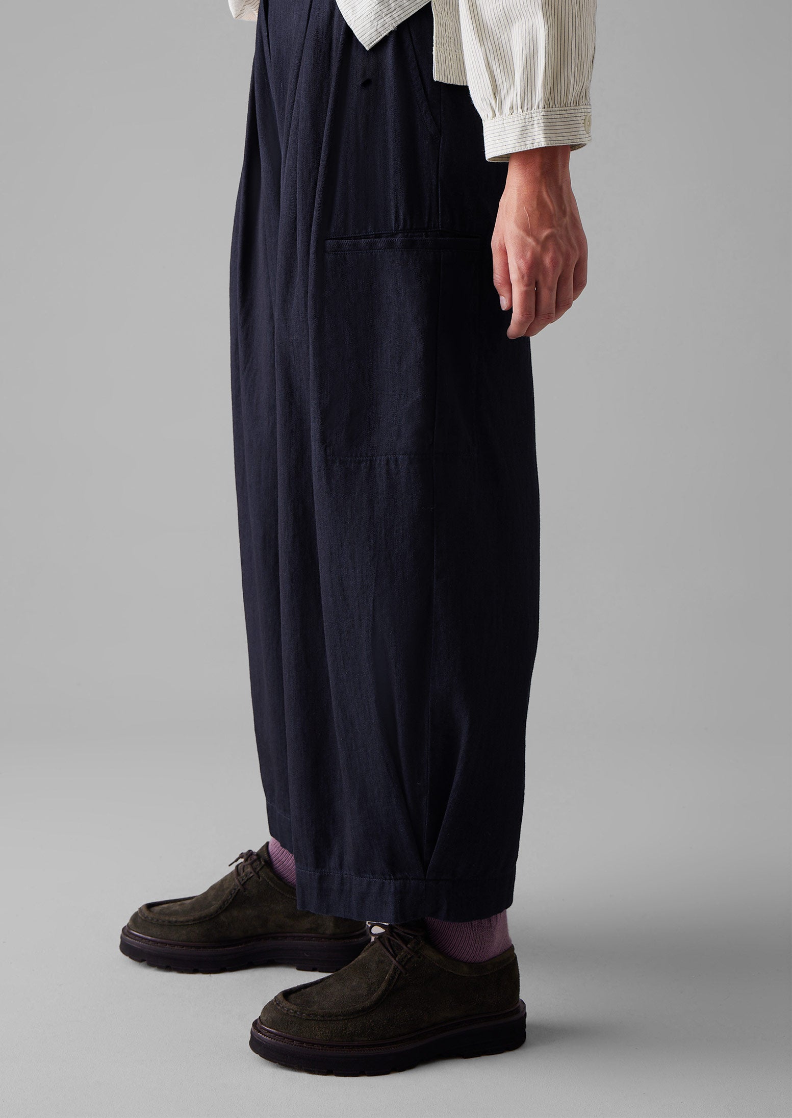 Indigo Twill Wide Leg Trousers | Indigo