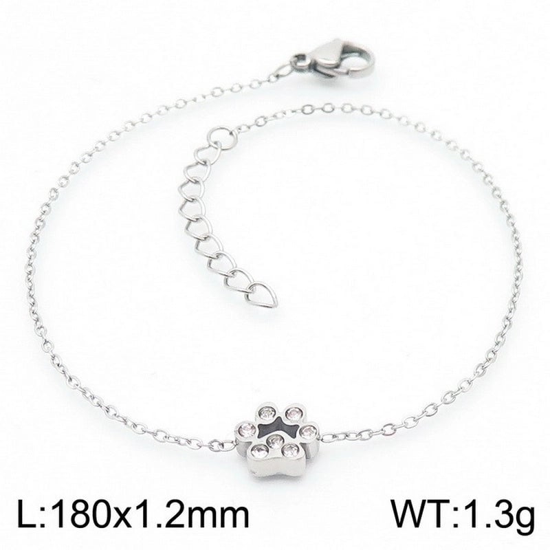 Minimalist Korean Style Animal Paw Print Titanium Steel 18K Gold Plated Plating Bracelets Earrings Necklace