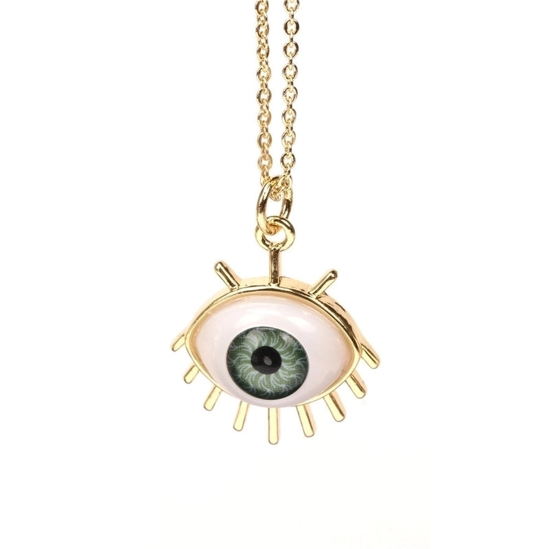 Plastic Copper Cable Chain Devil's Eye Pendant Necklace