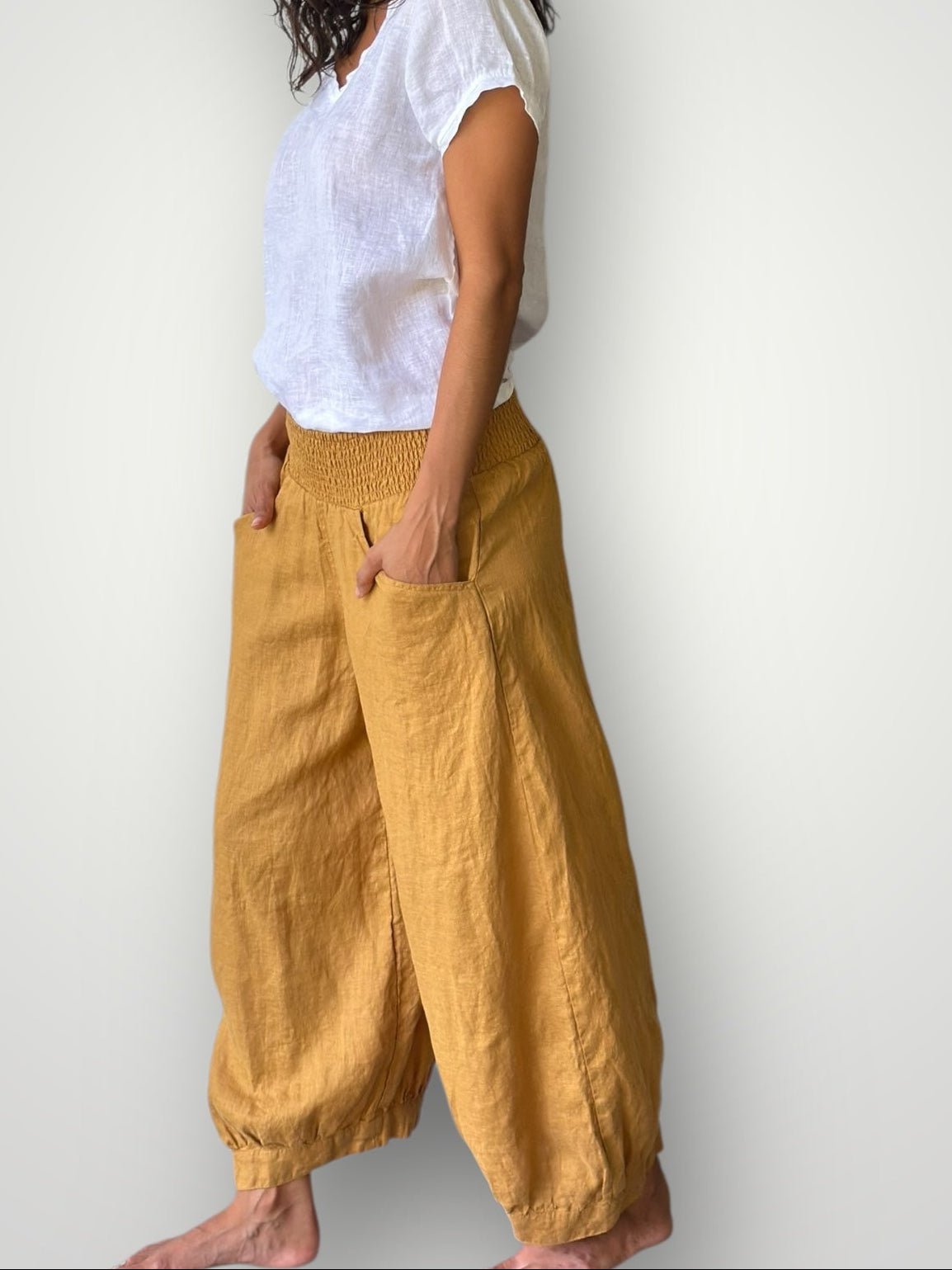 jackie pant-turmeric linen