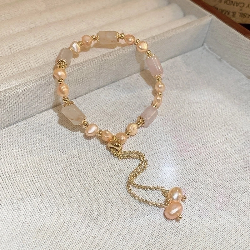 Elegant Round Rhinestones Imitation Pearl Alloy Freshwater Pearl Bracelets