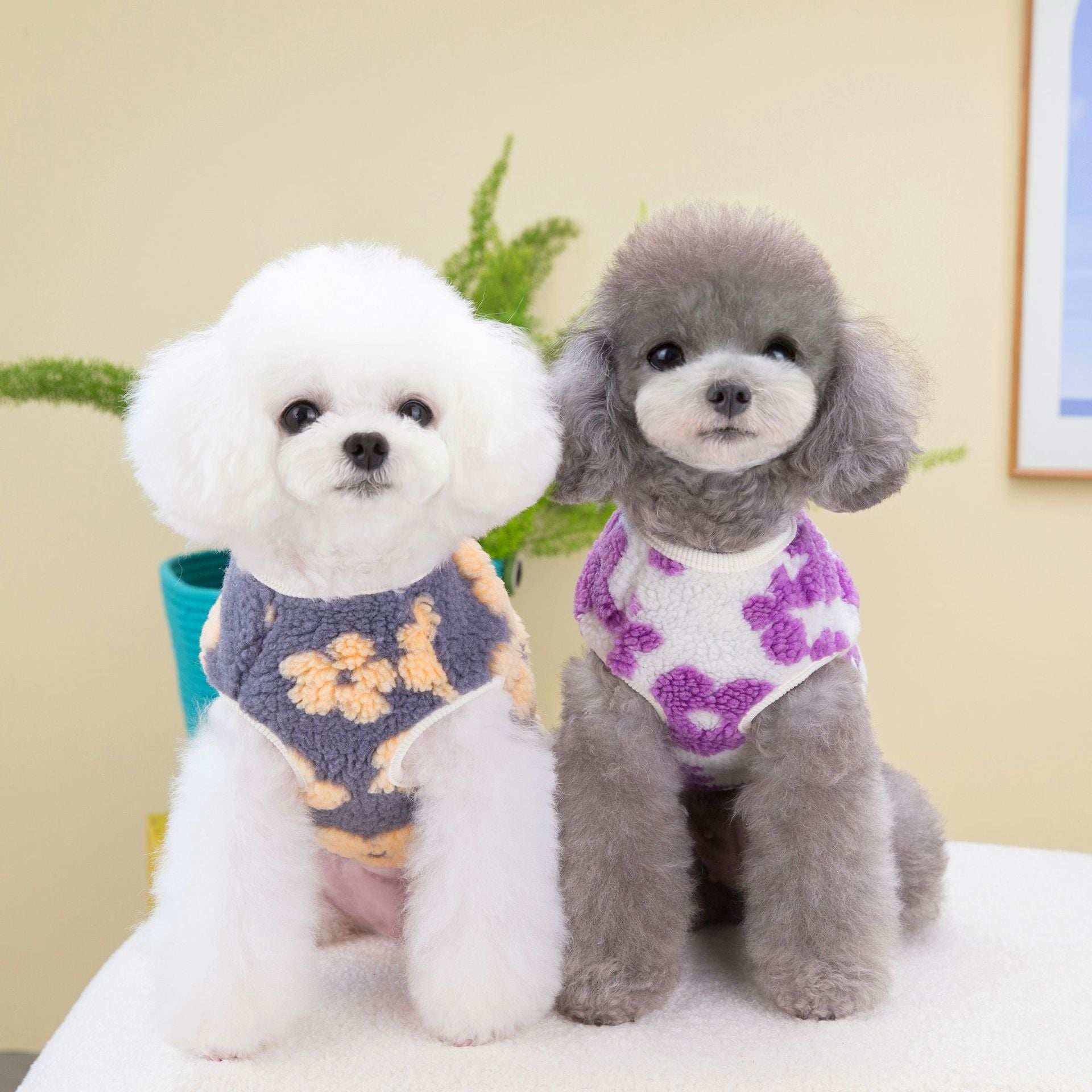 Flower Printed Warm Pet Vest