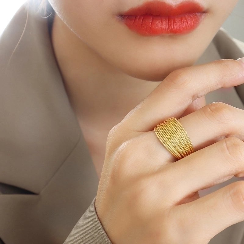 Ethnic Style Solid Color 304 Stainless Steel 18K Gold Plated Plating Rings