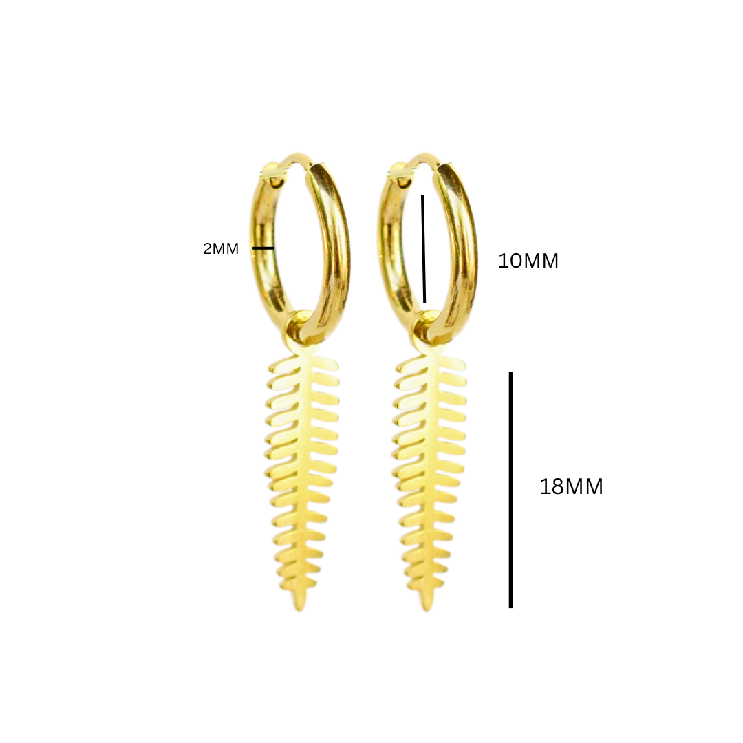 Dangled fern charm hoops - Gold