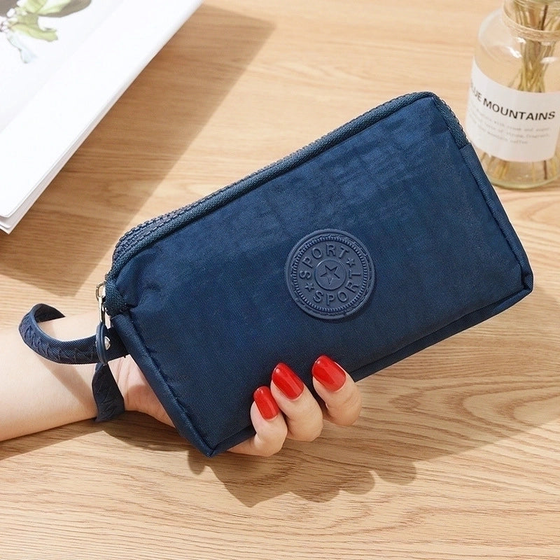 Women's Solid Color Nylon Sewing Thread Zipper Coin Purses