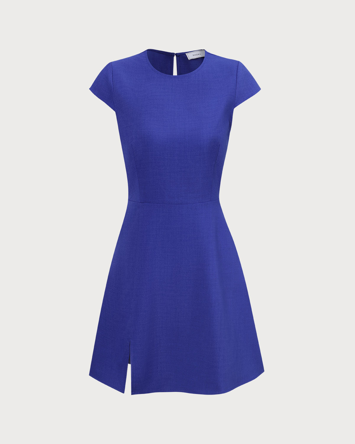 The Navy Round Neck Cutout Slit Mini Dress