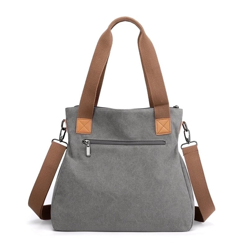 Women's Medium Canvas Solid Color Business Square Zipper Shoulder Bag Crossbody Bag