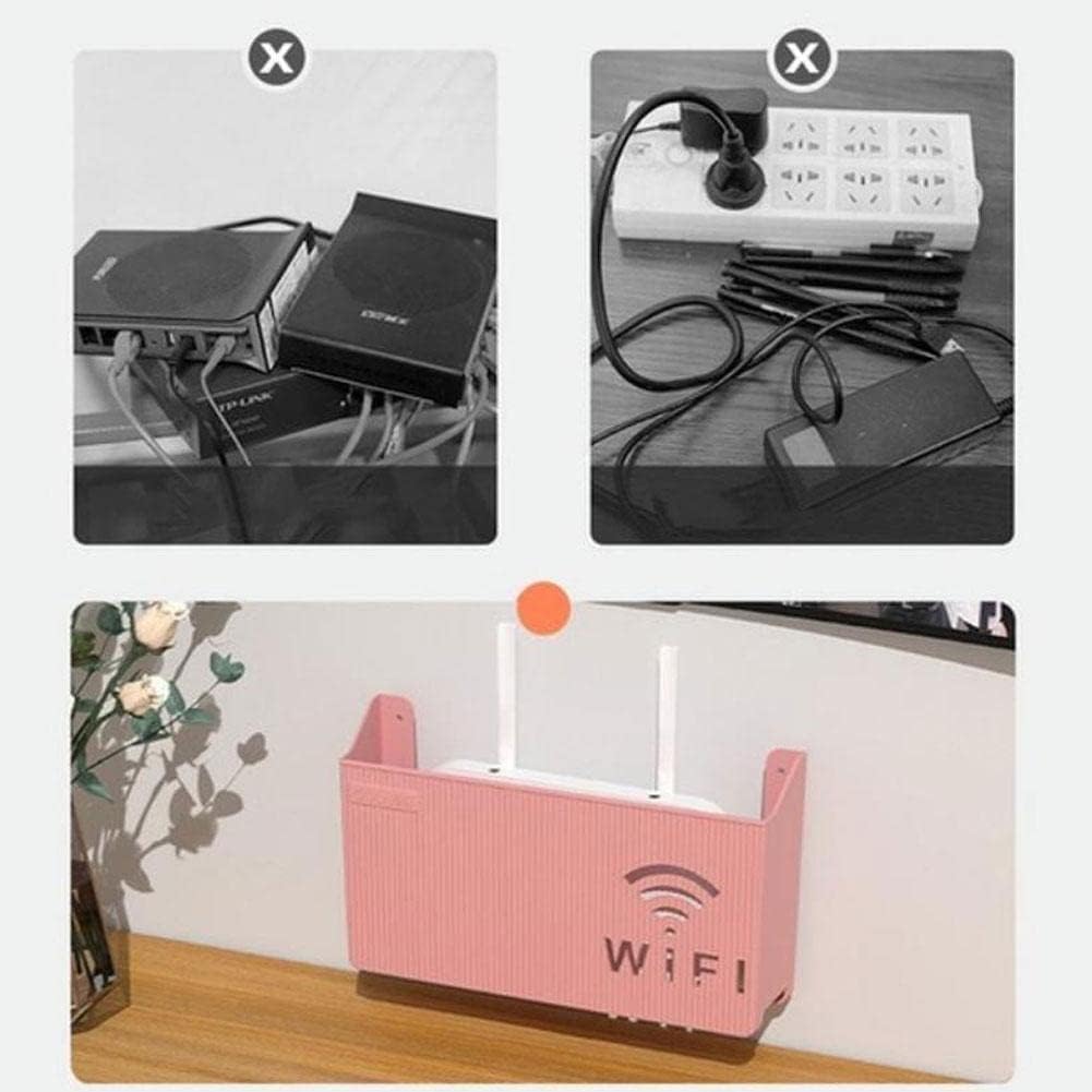 Wireless Wifi Router Shelf Wall-Mounted Cable Power Bracket Organizer