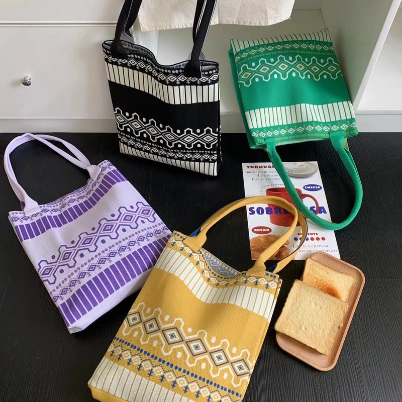 Women's Large Polyester Geometric Streetwear Square Open Handbag